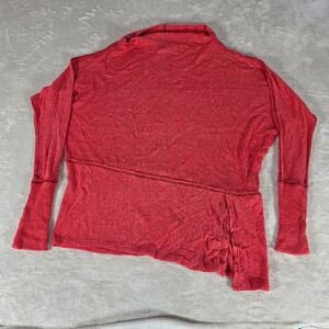 Free People We The Free Get Together Top Size M Asymmetrical Oversized Shirt Red